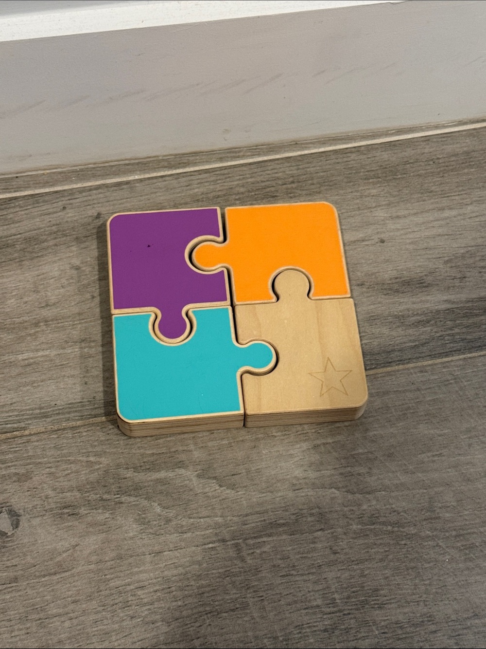 LOVEVERY Chunky Wooden 4-Piece Reversible Jigsaw Puzzle